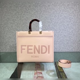 FENDI Sunshine中號淺粉色皮革手提袋 托特包
