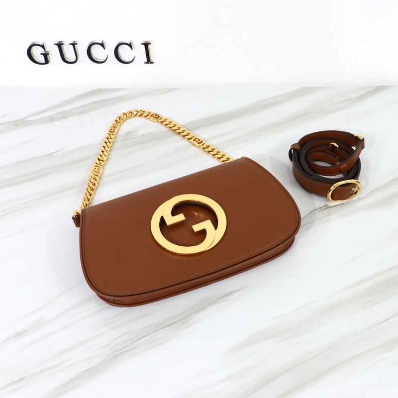 GUCCI 圓形雙G标 斜挎小包雙肩帶 款號:699268焦糖色
