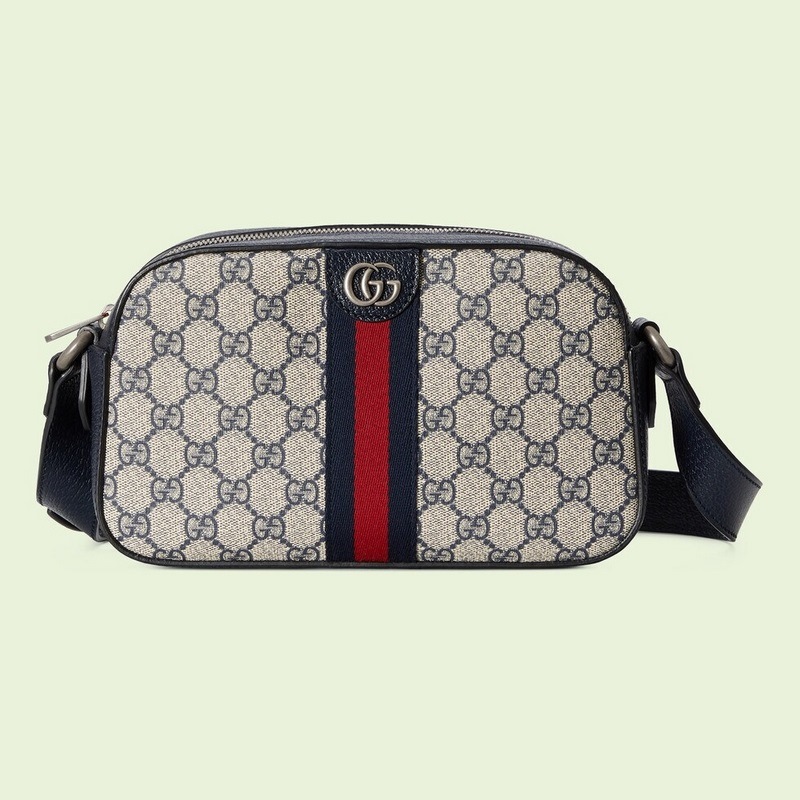 GUCCI 雙G标腰包 胸包 型號:681064藍膠藍皮